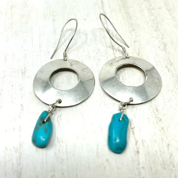 Sterling silver, turquoise bead dangle earrings